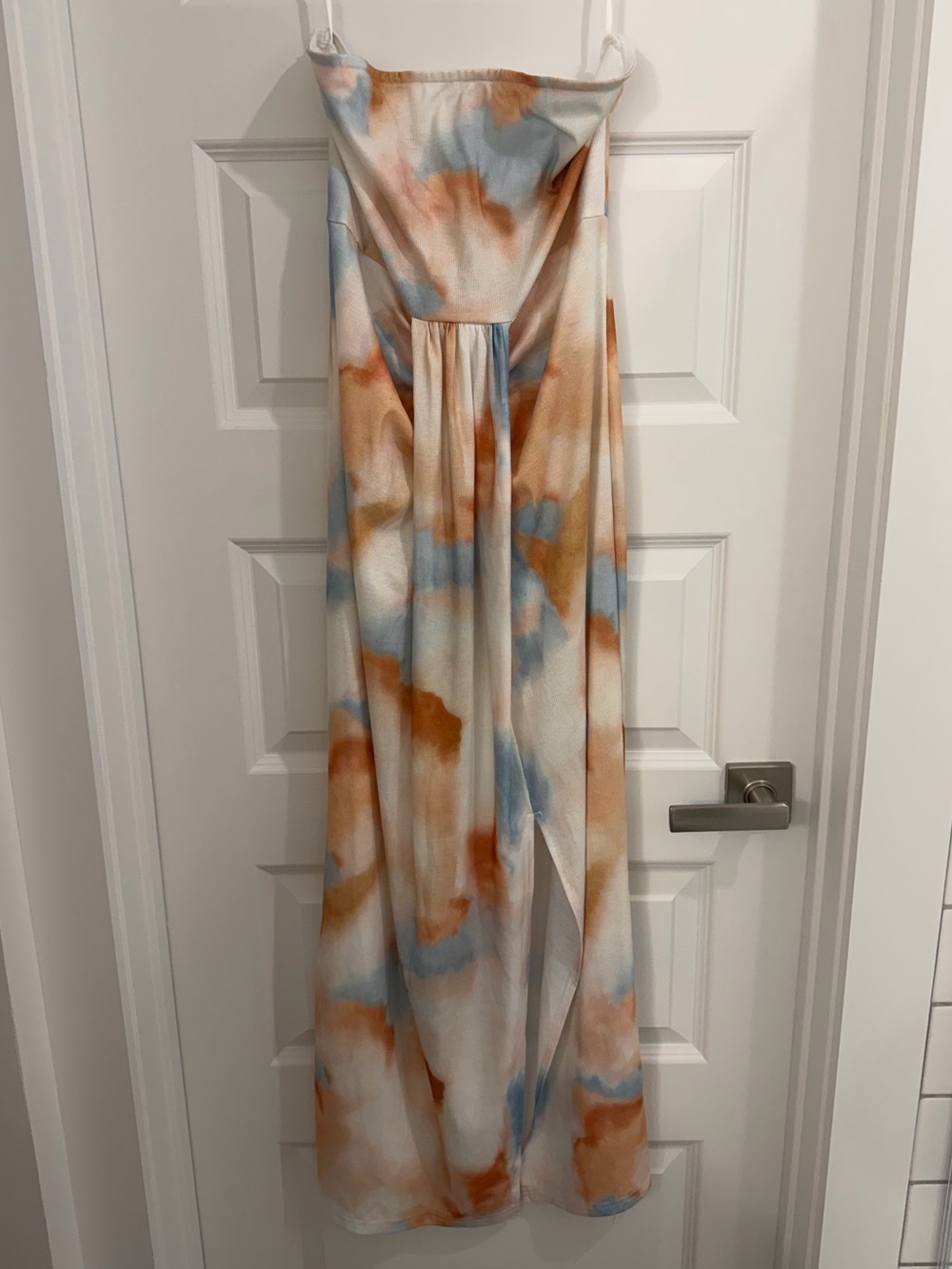Strapless Watercolor Maxi Dress